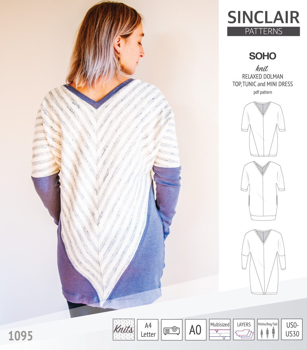 Soho dolman relaxed style top, tunic and mini dress (PDF)