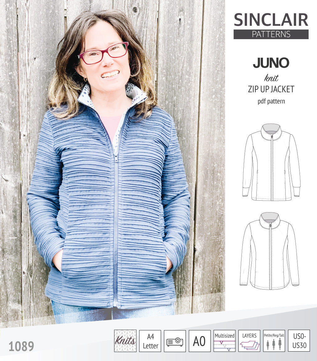Juno knit zip up fleece style jacket with pockets (PDF)
