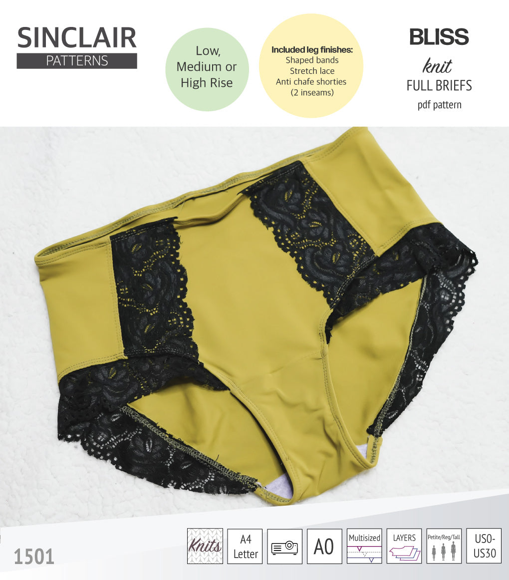 Bliss full briefs with bands, lace or anti chafe shorties (PDF)