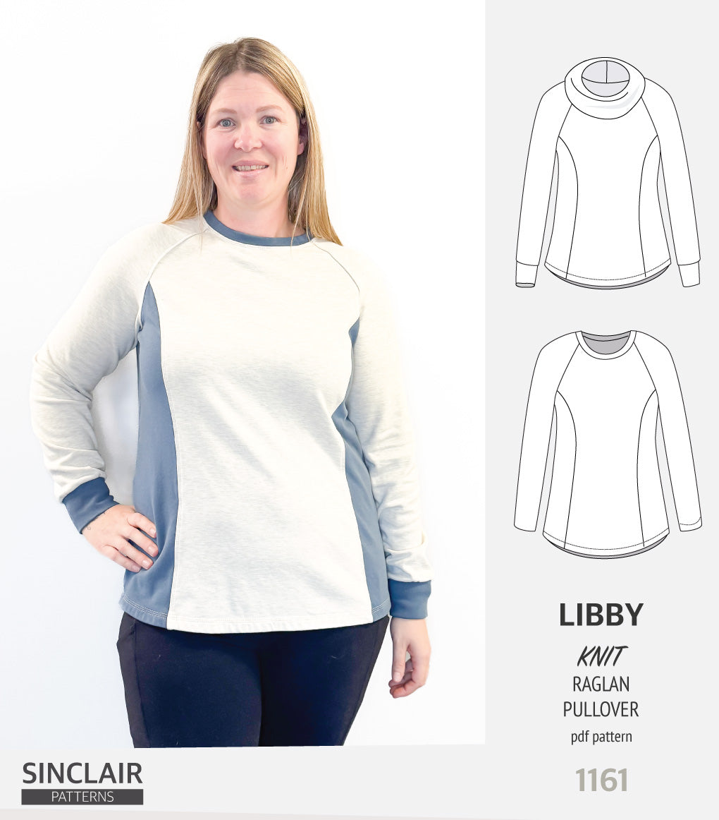 Libby knit princess seams raglan sleeves pullover (PDF)