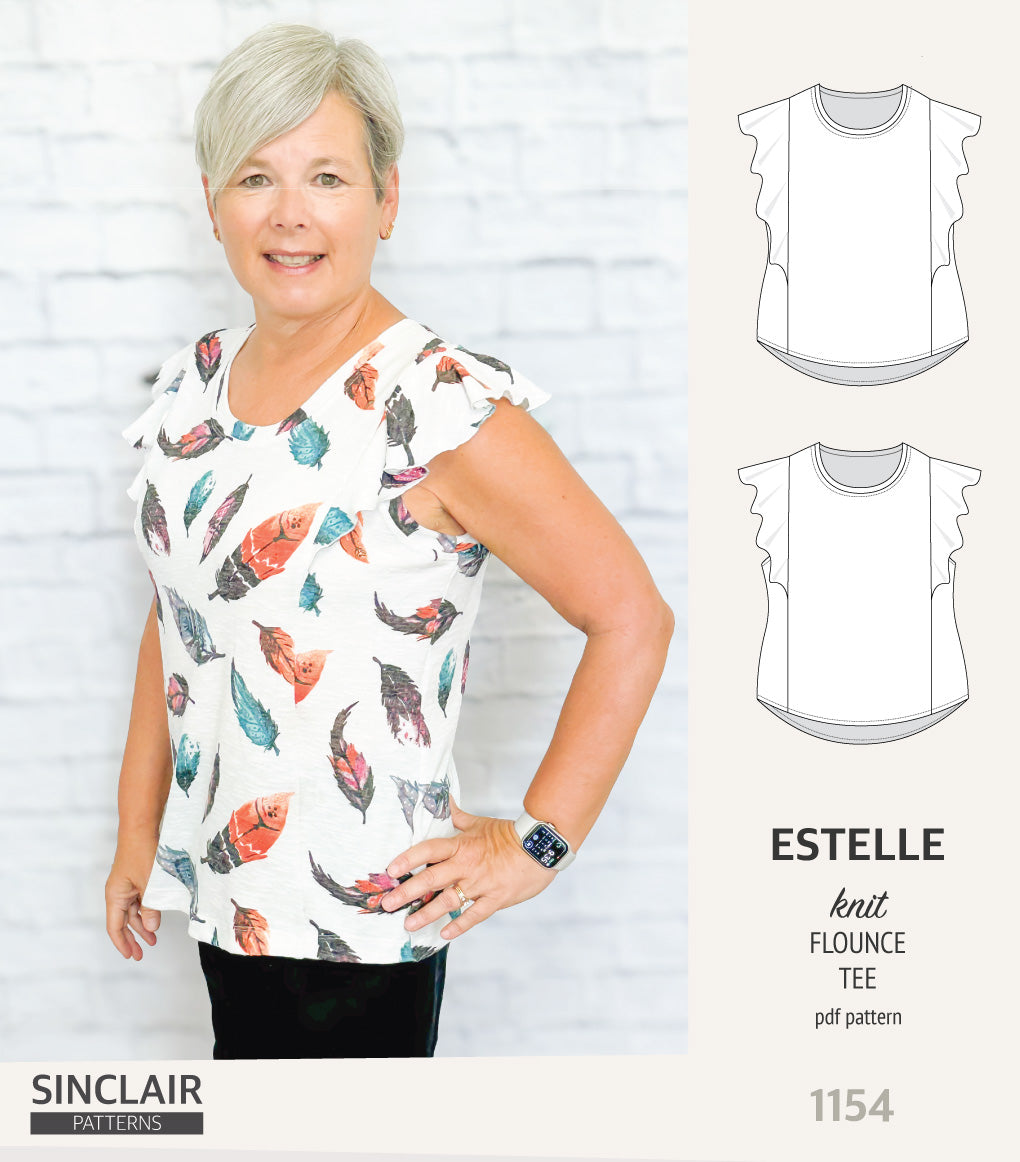 Estelle over shoulder flounce knit tee (PDF)
