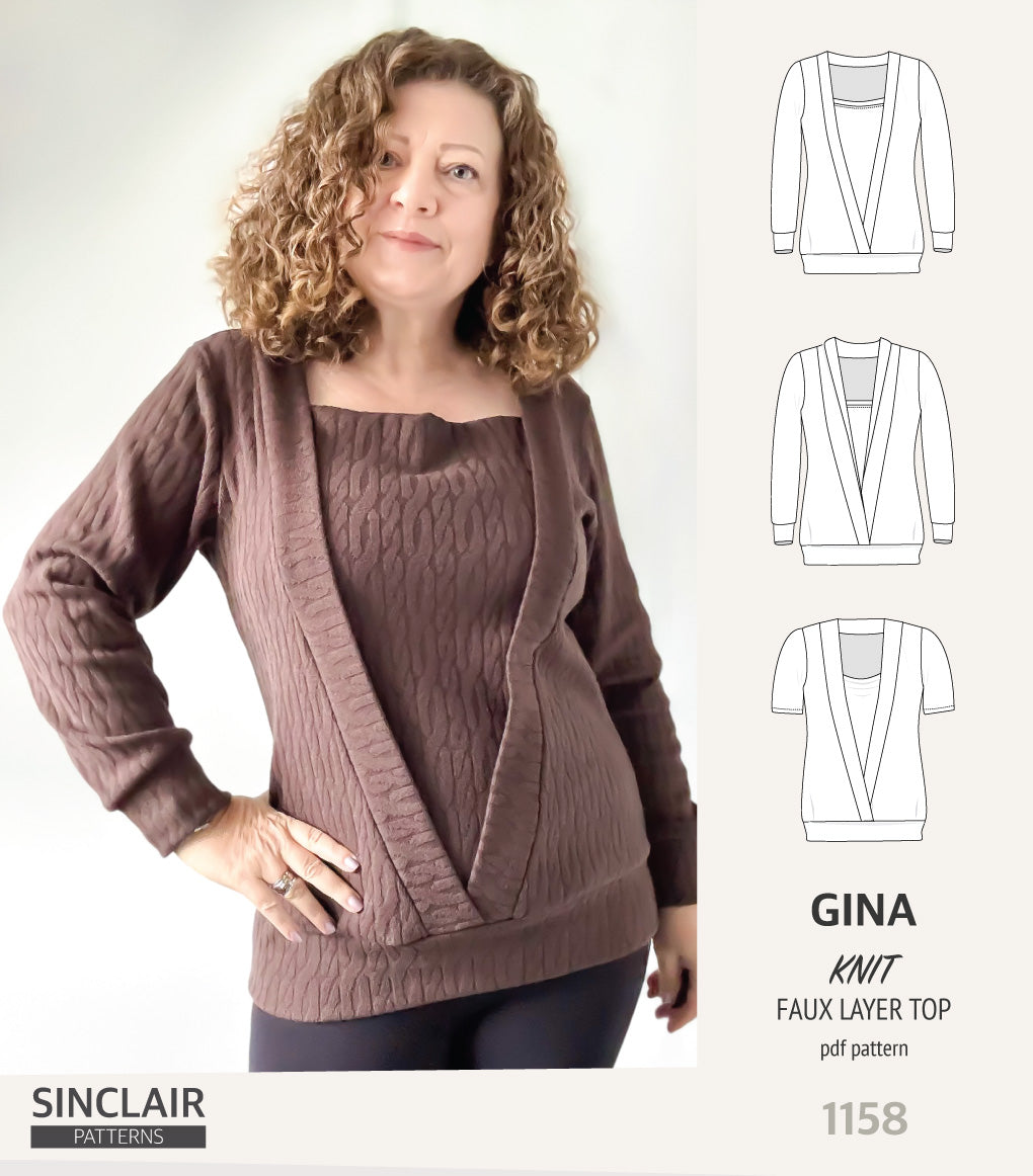Gina crossover faux underlay knit top (PDF)