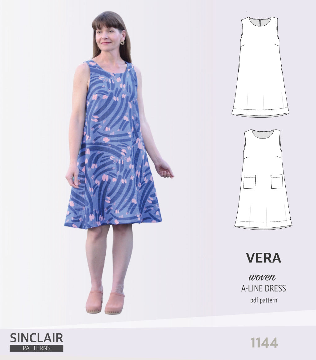 Vera A-line woven dress with pockets (PDF)
