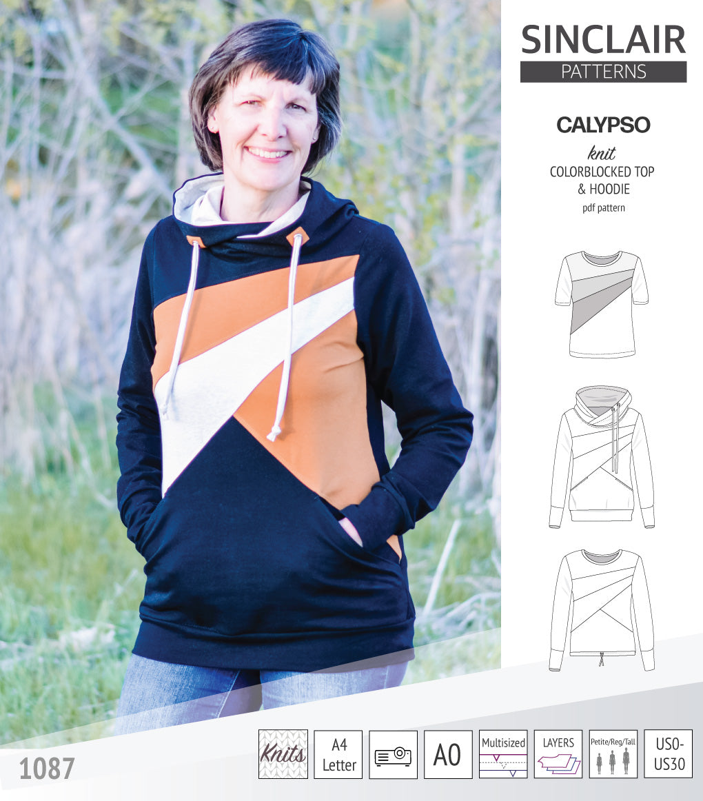 Calypso colorblocked top and hoodie for women (PDF)