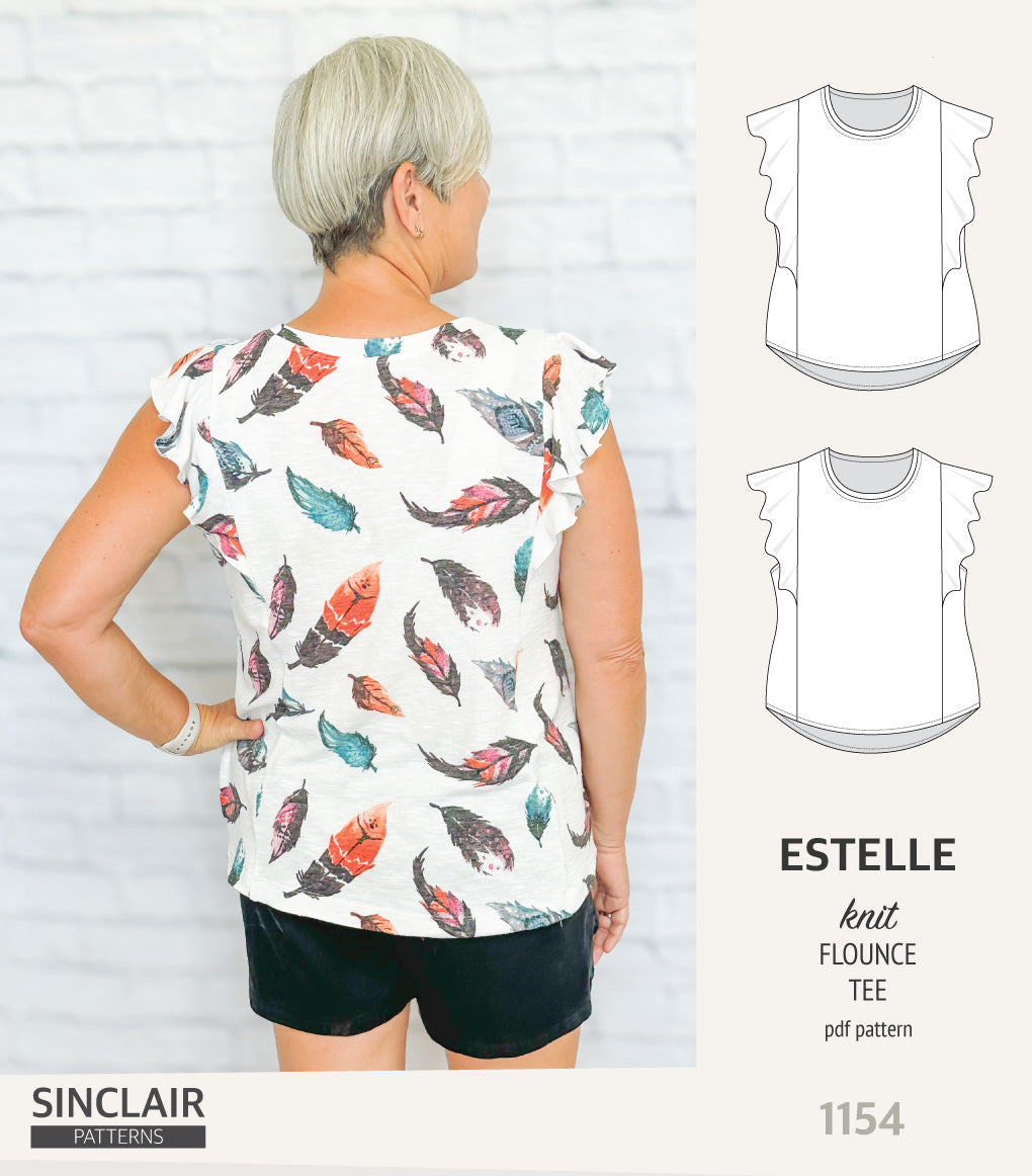 Estelle over shoulder flounce knit tee (PDF)