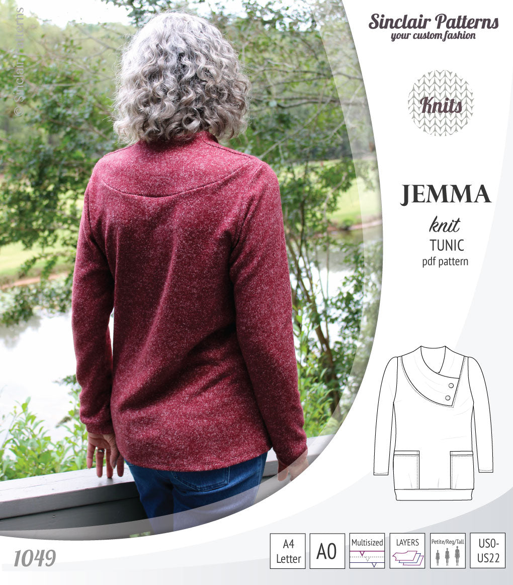 Jemma knit tunic with pockets (PDF)