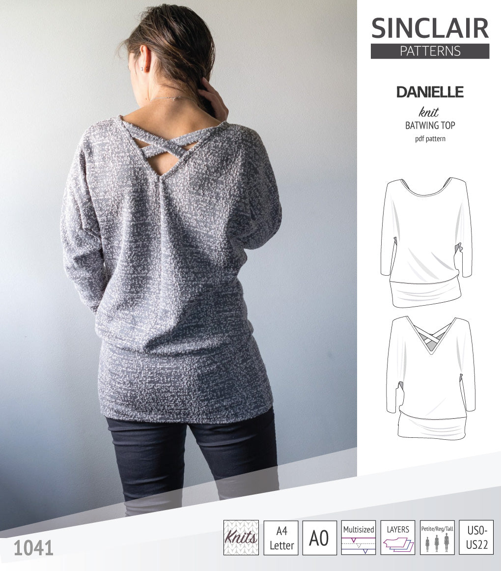 Danielle relaxed fit batwing knit top (PDF)