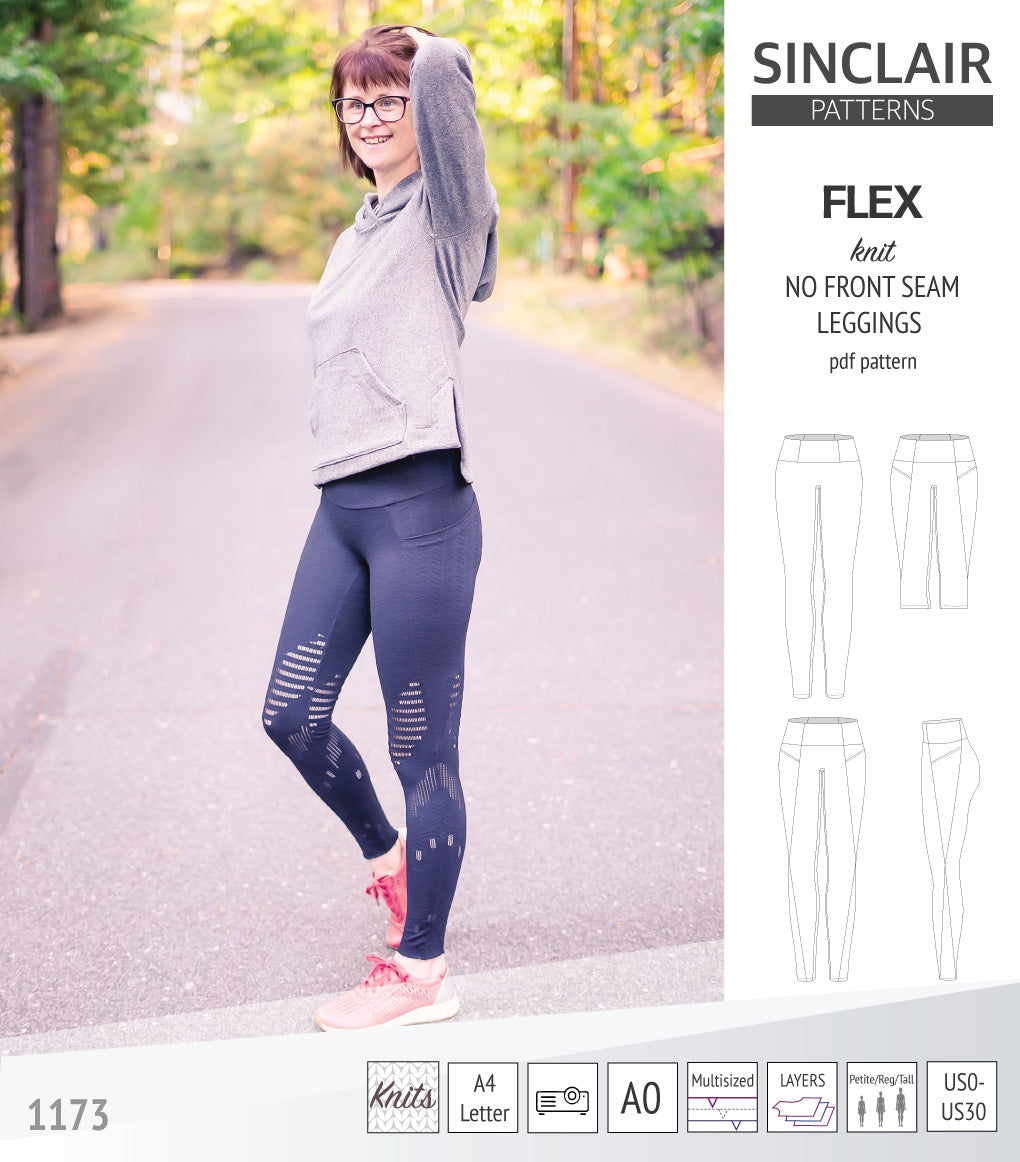 Flex no front seam leggings with colorblocking (PDF)