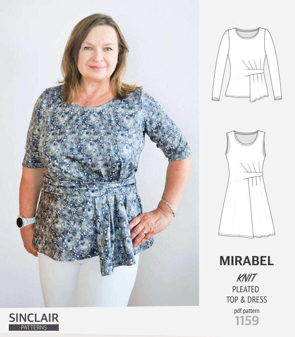 Mirabel side pleated knit top and dress (PDF)