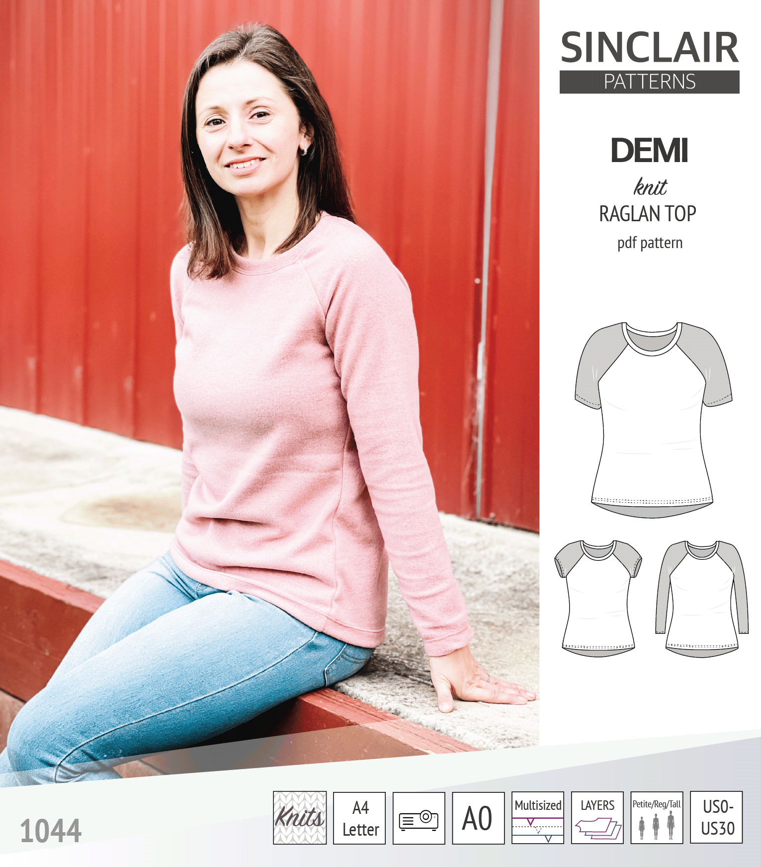 Demi classic raglan knit top (PDF)