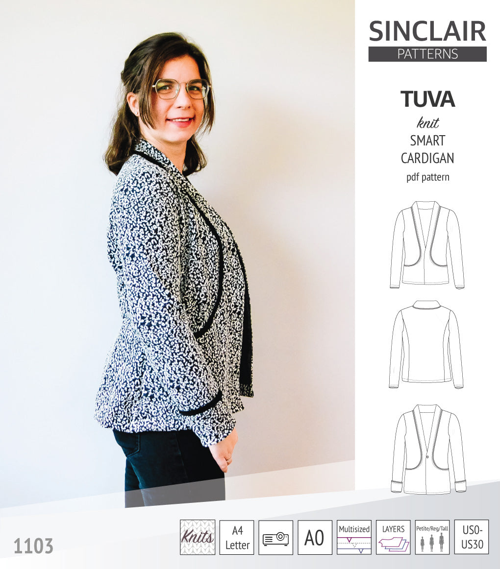 Tuva knit smart cardigan with pockets (PDF)