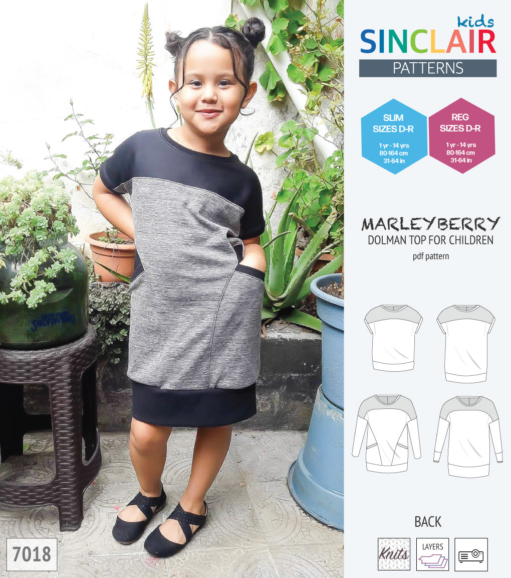 Marleyberry knit dolman top with pockets for children (PDF)