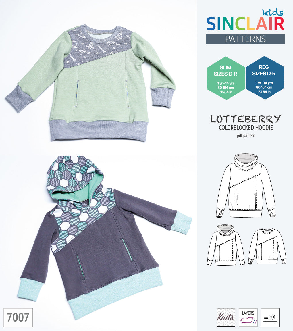 Lotteberry colorblocked hoodie and sweater for children (PDF)