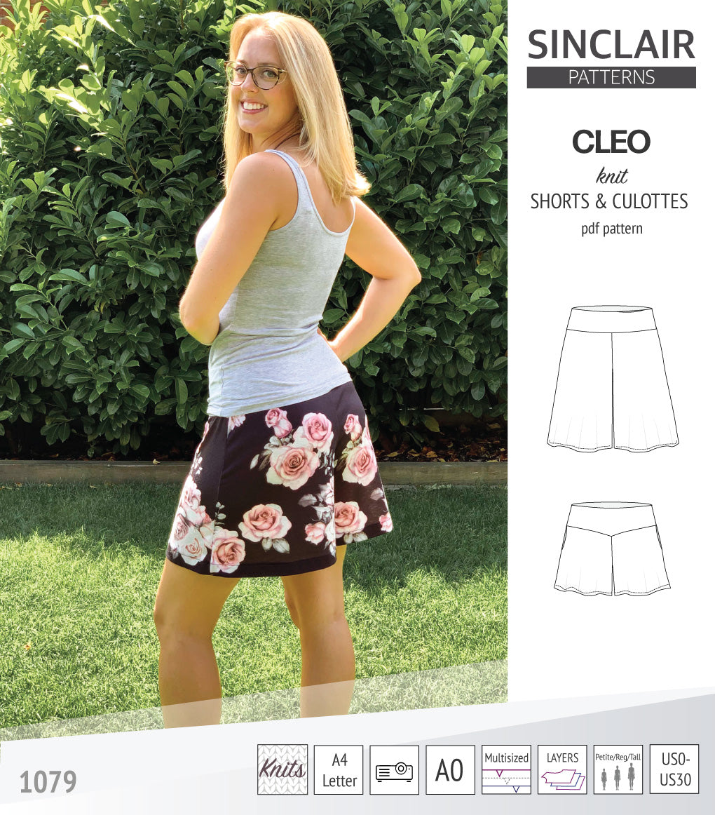 Cleo knit shorts and culottes with yoga waistband (PDF)