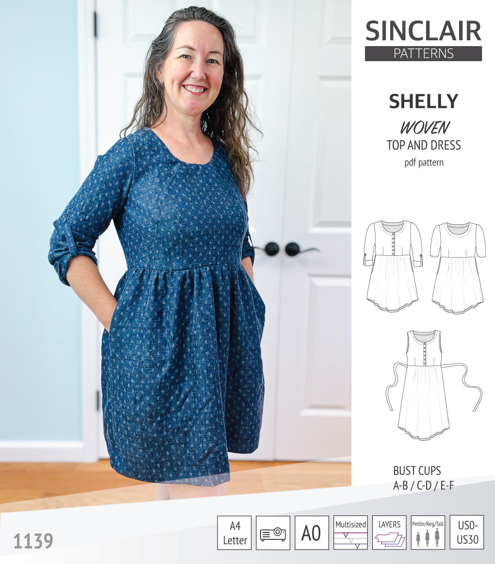 Shelly woven dress with a placket PDF)