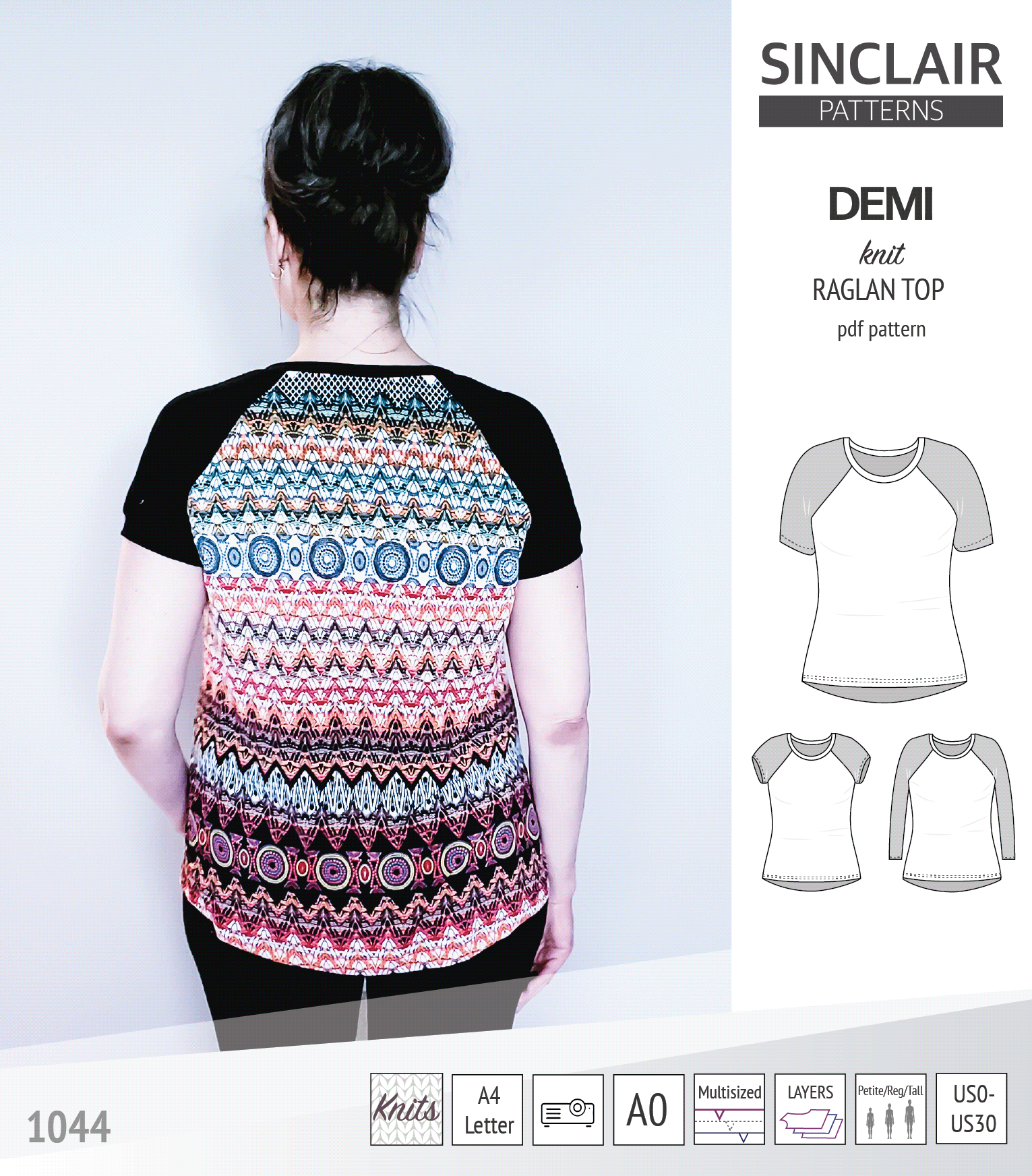 Demi classic raglan knit top (PDF)
