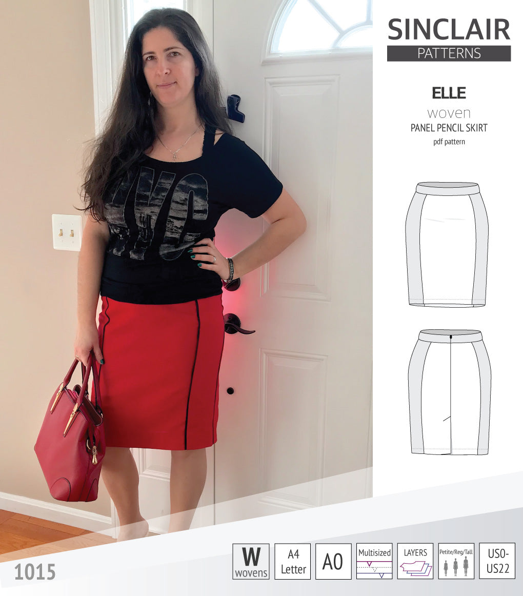 Elle classic woven/knit panel pencil skirt (PDF)