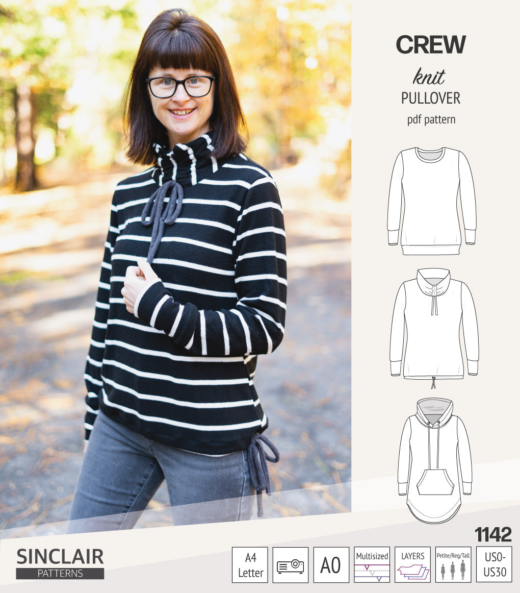 Crew pullover and hoodie (PDF sewing pattern)
