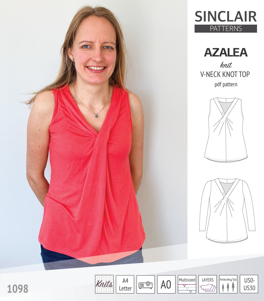 Azalea v-neck knot top for knit fabrics (PDF)
