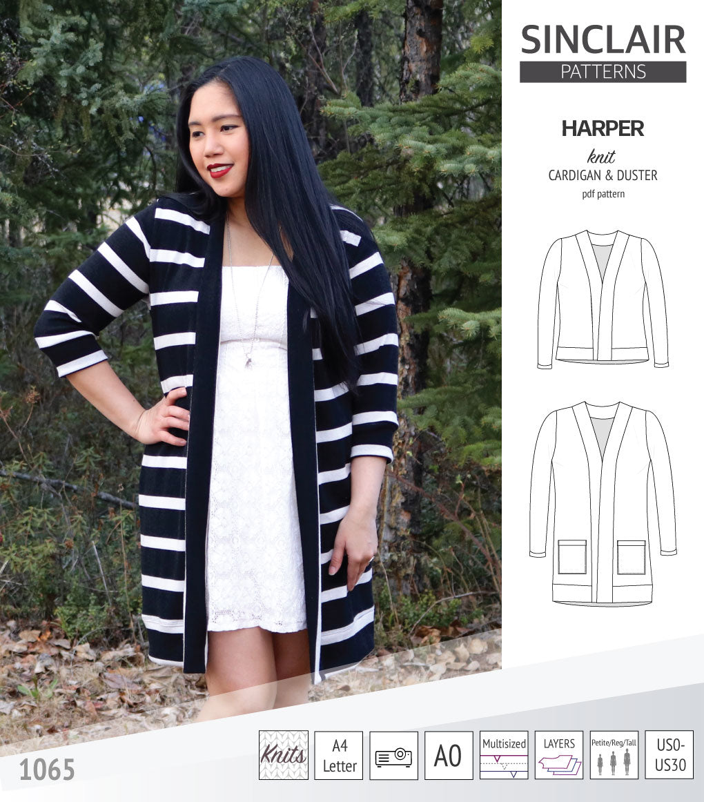 Harper classic knit cardigan and duster (PDF sewing pattern )