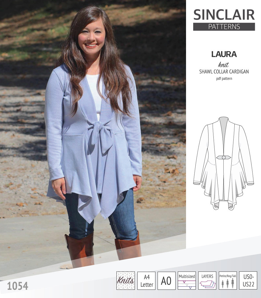 Laura relaxed fit shawl collar cardigan (PDF)