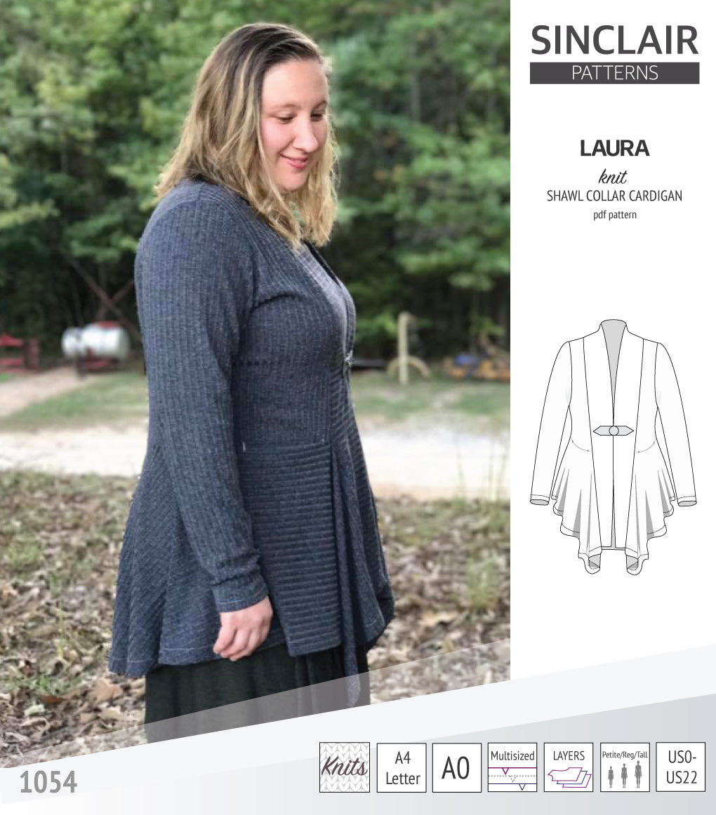 Laura relaxed fit shawl collar cardigan (PDF)