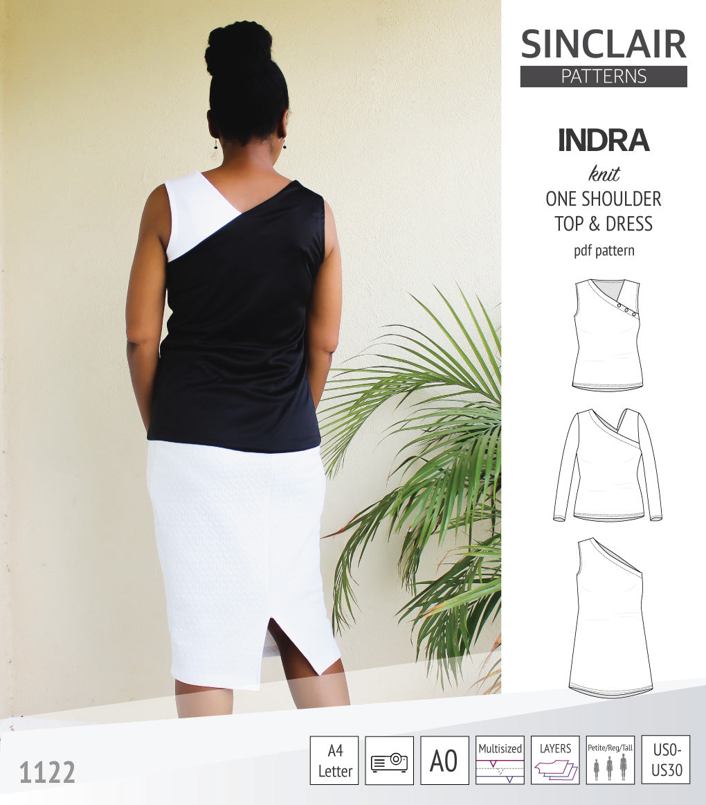 Indra one shoulder knit top (PDF)