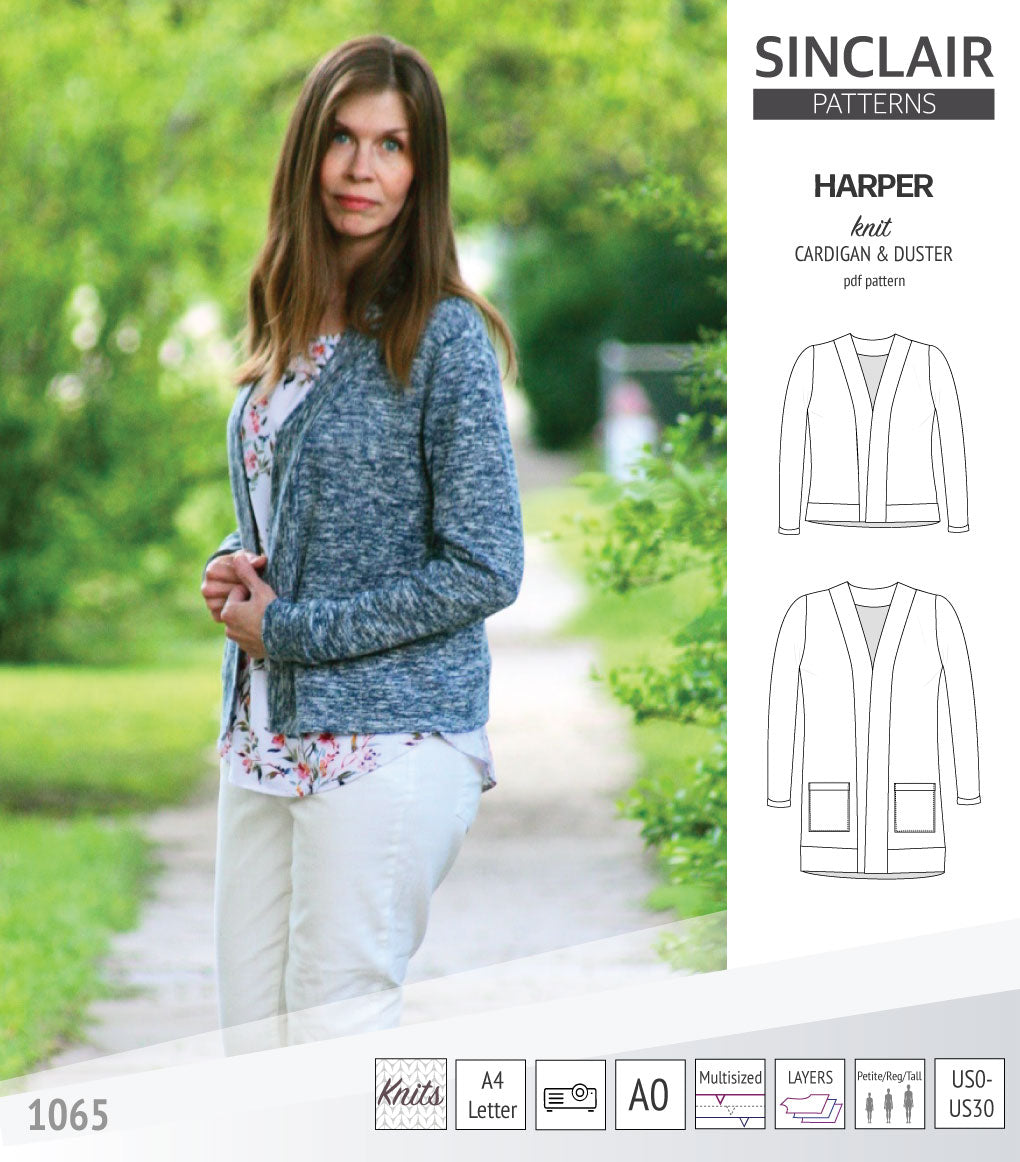 Harper classic knit cardigan and duster (PDF sewing pattern )