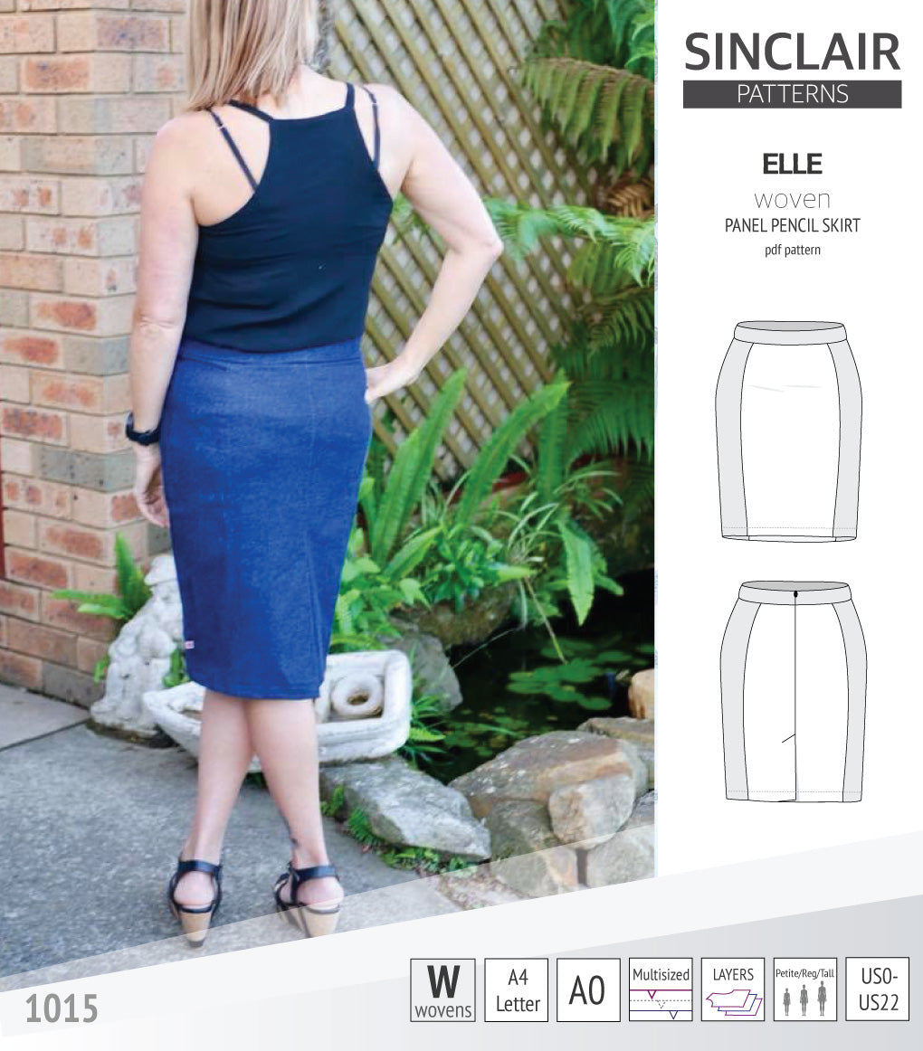 Elle classic woven/knit panel pencil skirt (PDF)
