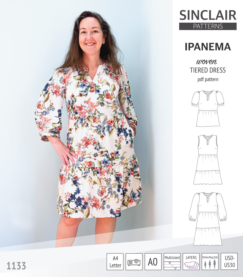 Ipanema tiered woven top and dress with a placket (PDF)