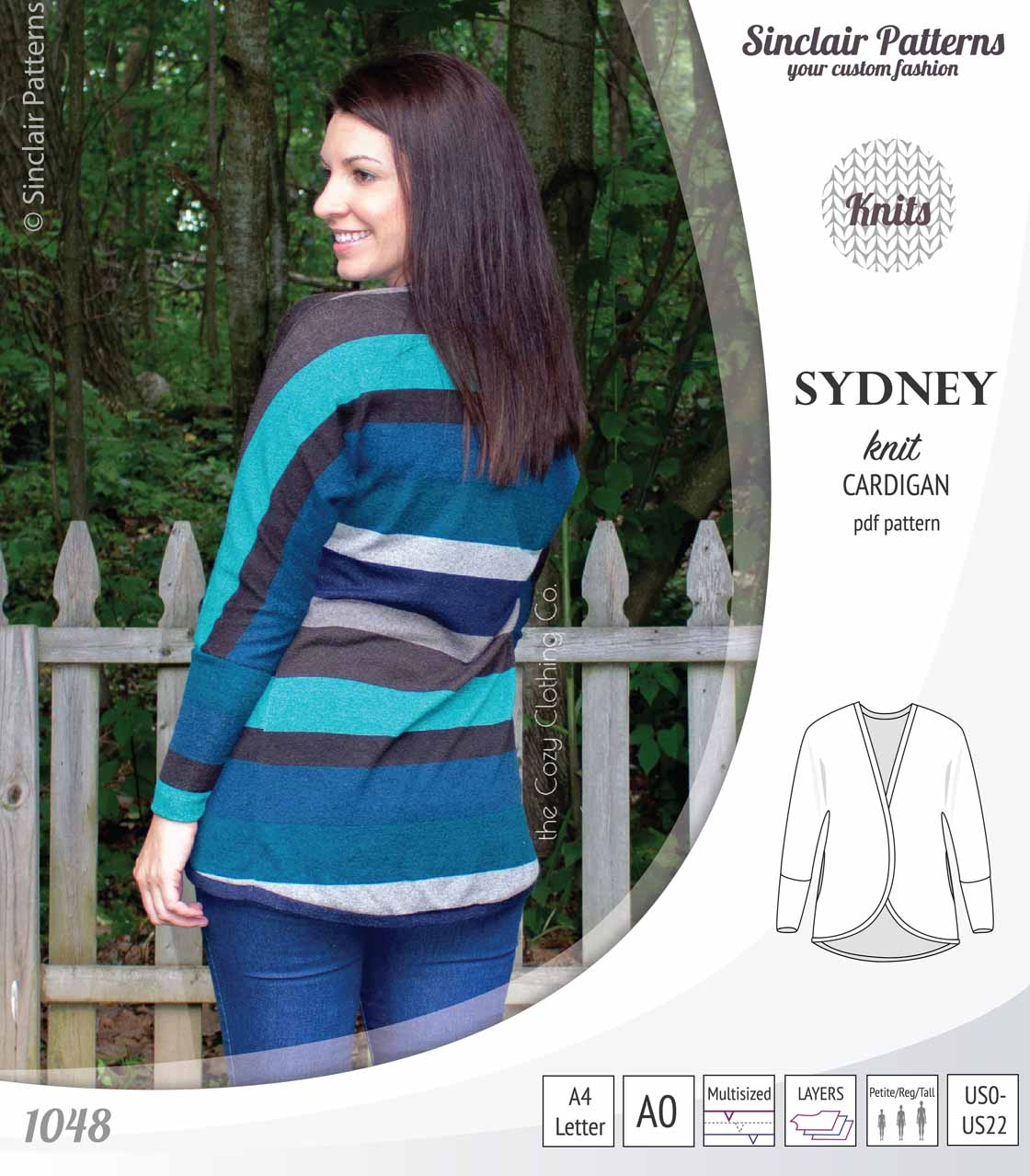 Sydney slim fit cocoon style knit cardigan(PDF)