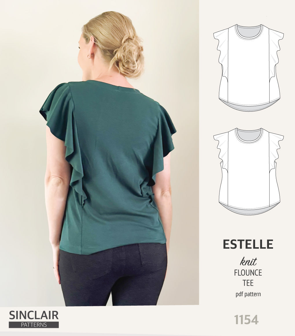 Estelle over shoulder flounce knit tee (PDF)