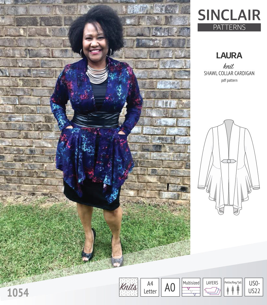 Laura relaxed fit shawl collar cardigan (PDF)