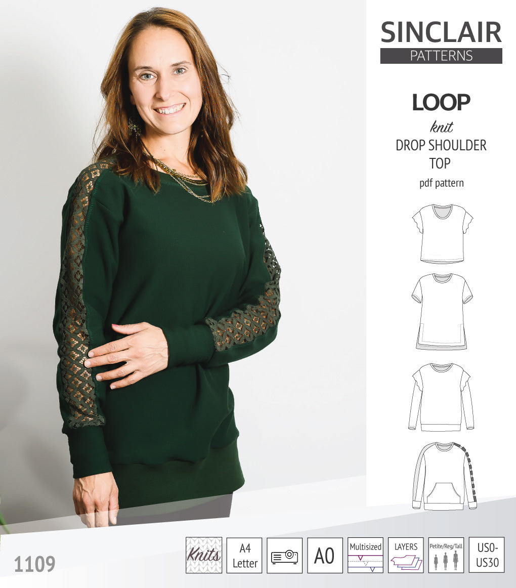 Loop drop shoulder knit top (PDF)