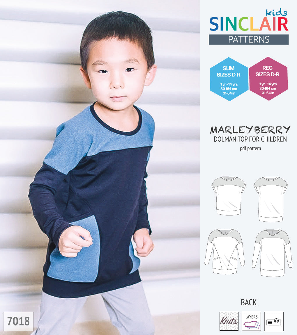 Marleyberry knit dolman top with pockets for children (PDF)