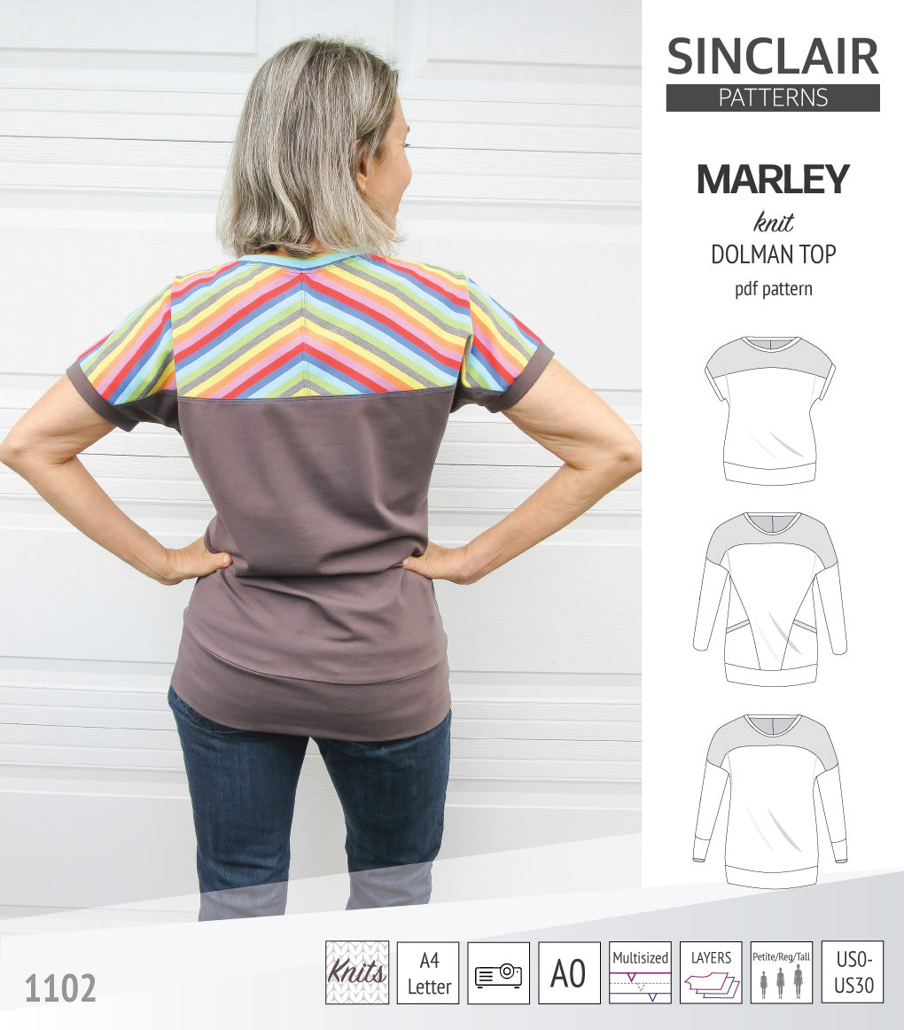 Marley dolman knit top with a yoke (PDF)