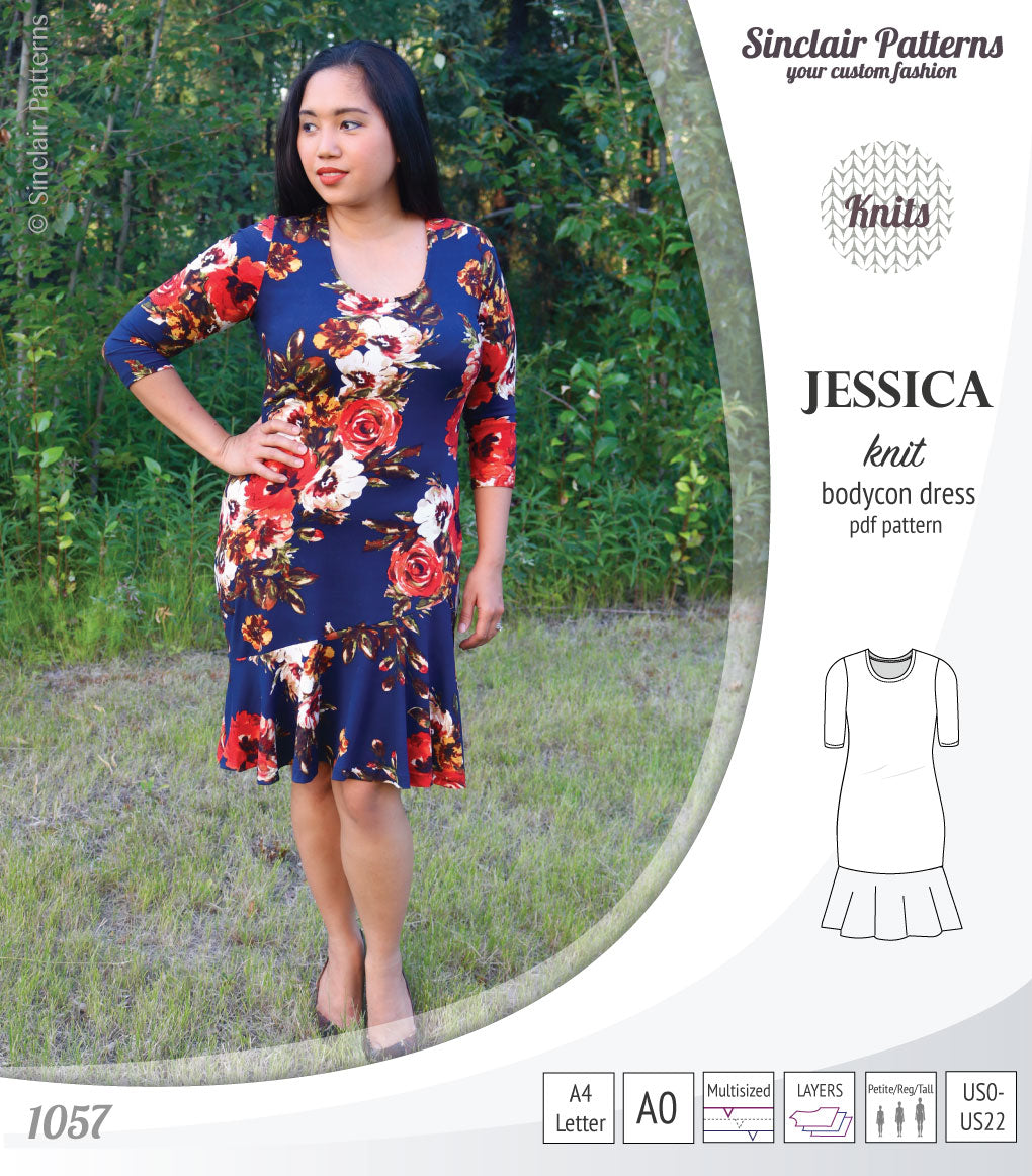 Jessica bodycon knit dress (PDF)