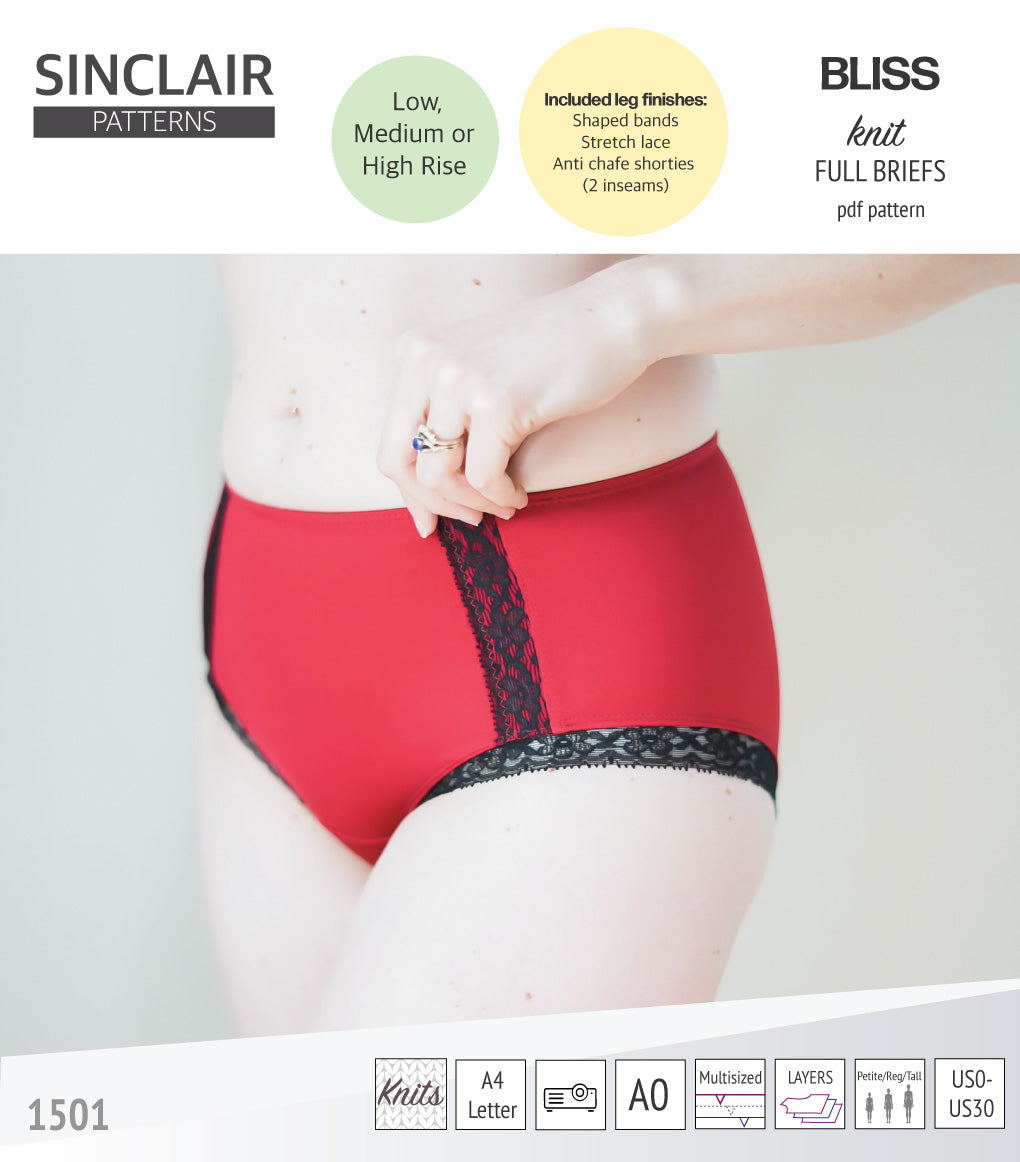Bliss full briefs with bands, lace or anti chafe shorties (PDF)