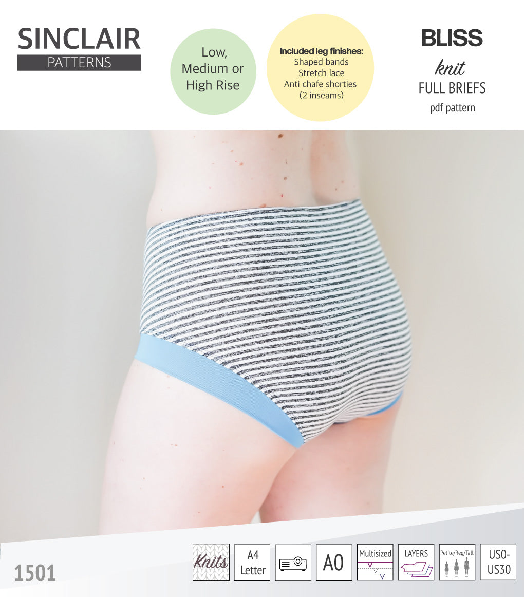 Bliss full briefs with bands, lace or anti chafe shorties (PDF)