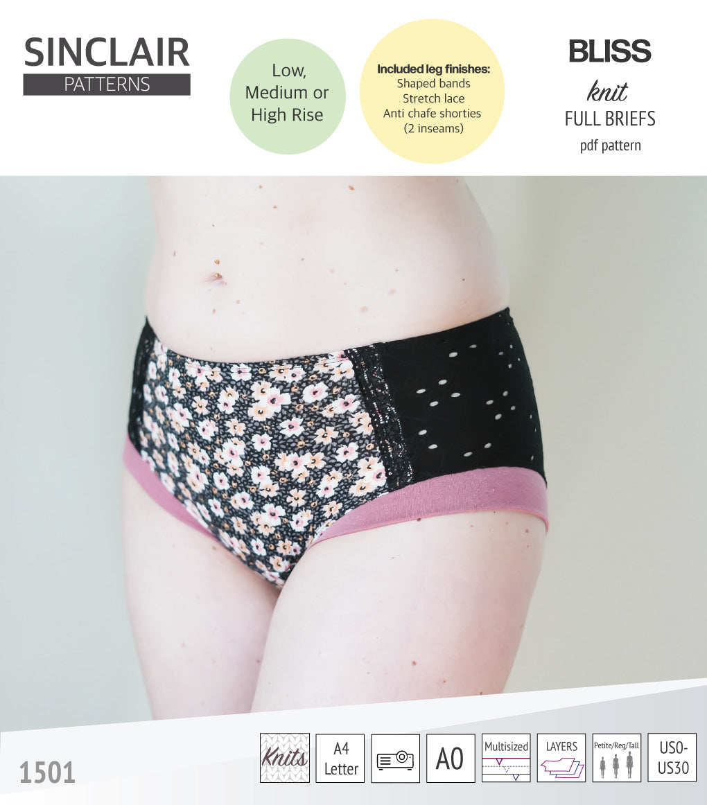 Bliss full briefs with bands, lace or anti chafe shorties (PDF)