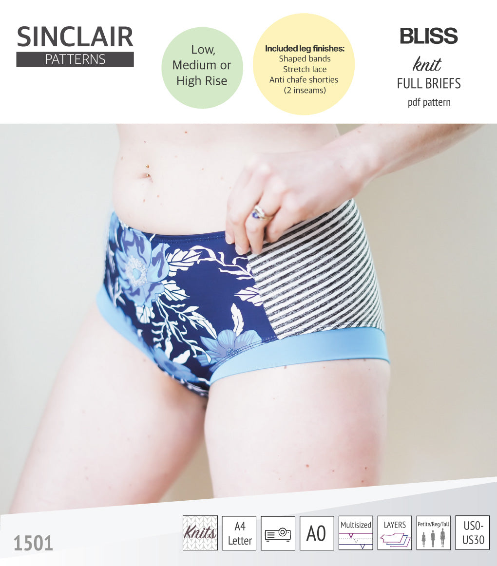 Bliss full briefs with bands, lace or anti chafe shorties (PDF)