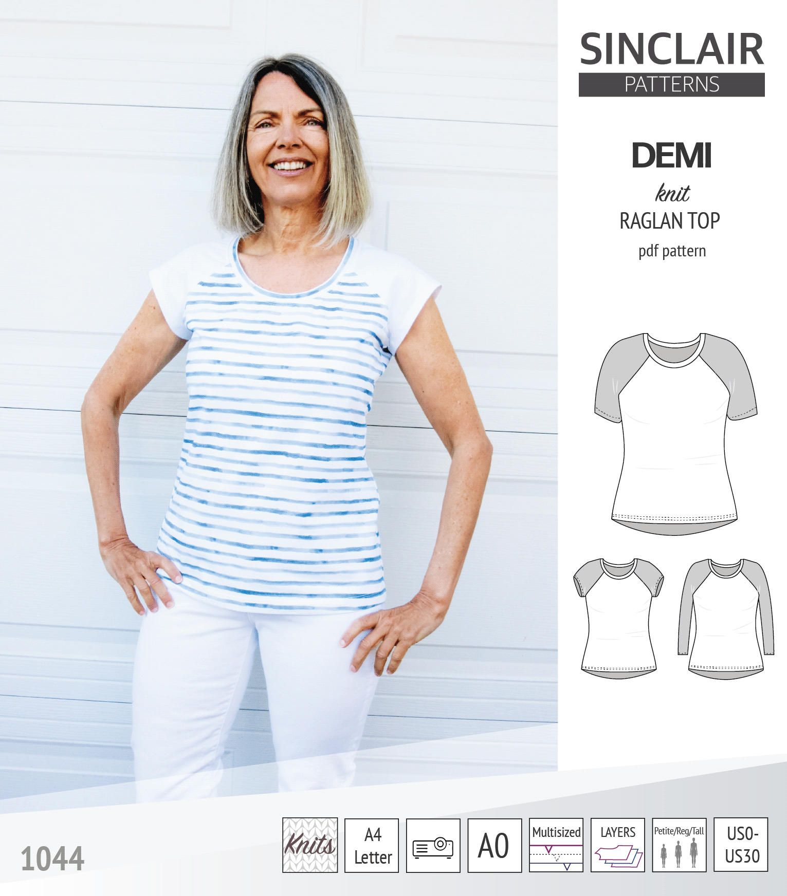 Demi classic raglan knit top (PDF)