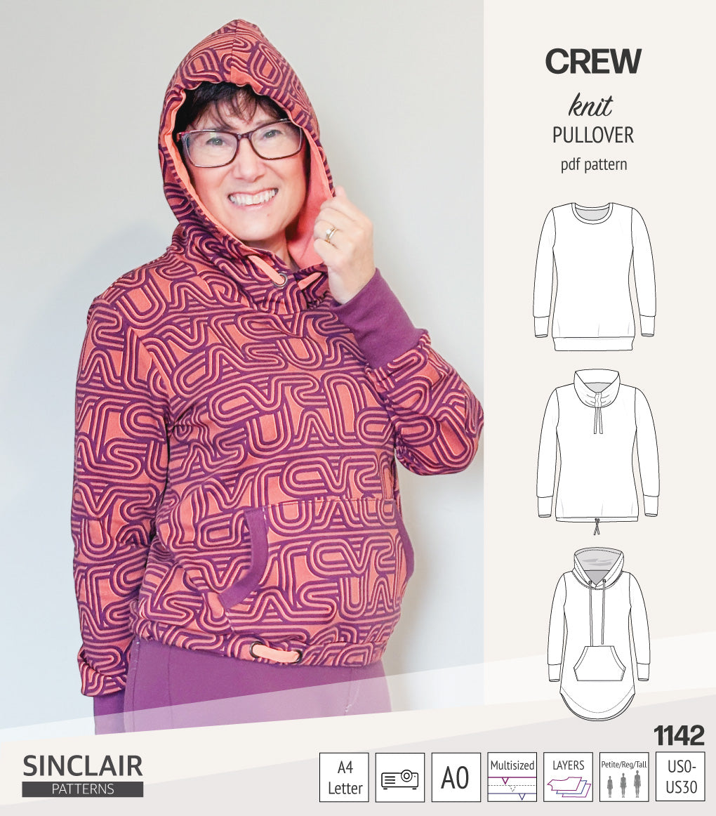 Crew pullover and hoodie (PDF sewing pattern)
