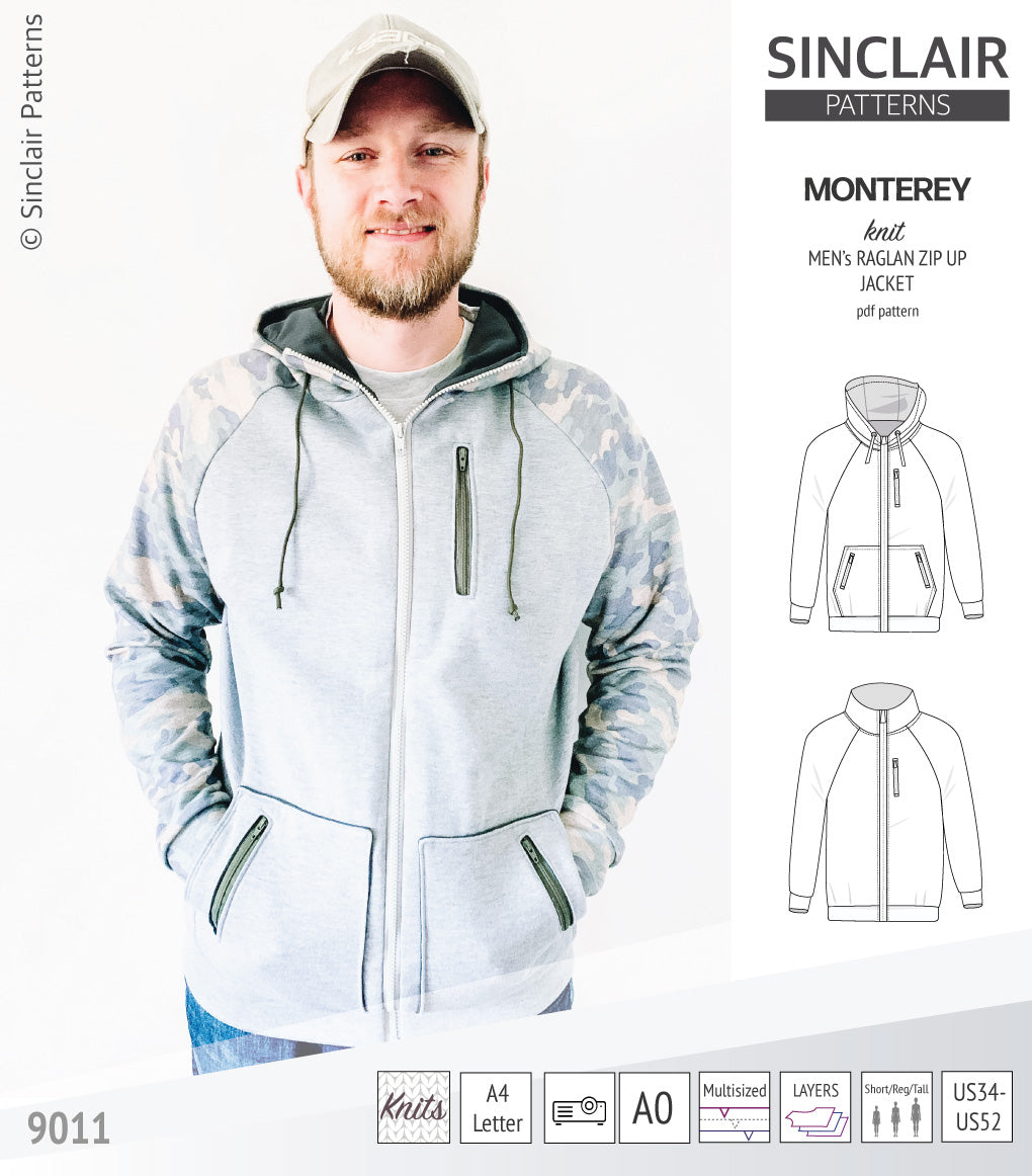 Monterey zippered knit raglan jacket for men (PDF)