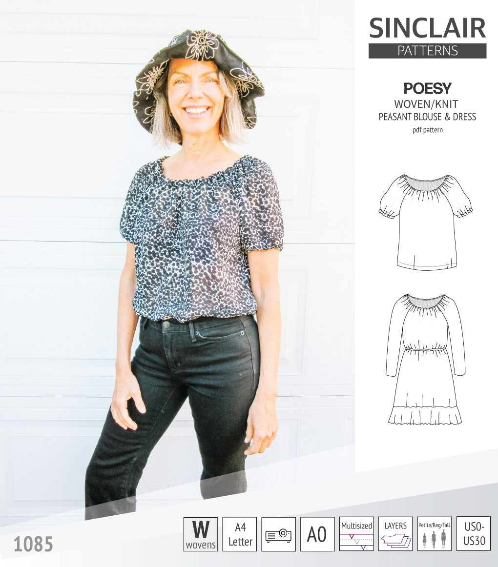 Poesy woven / knit peasant style blouse, tunic and dress (PDF)