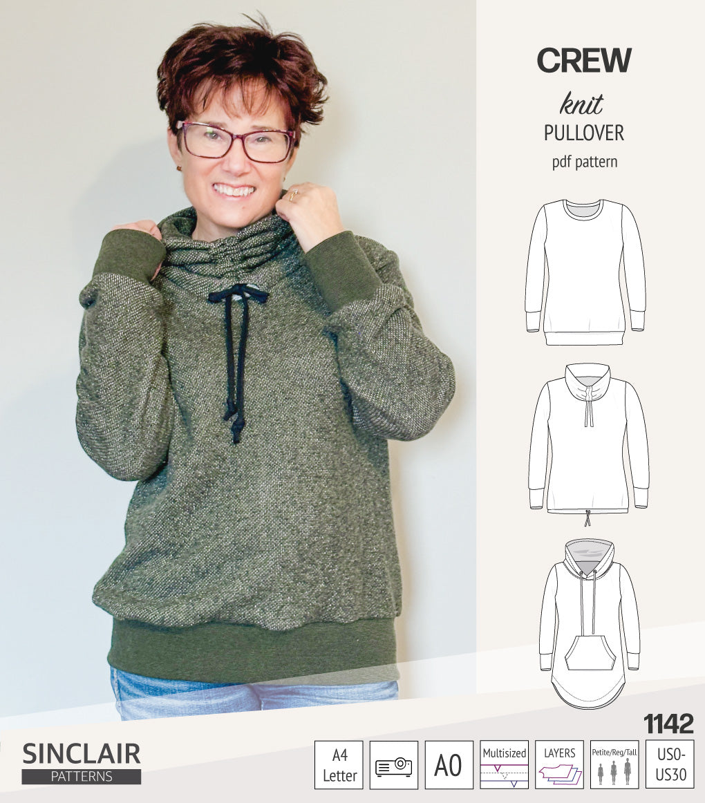 Crew pullover and hoodie (PDF sewing pattern)