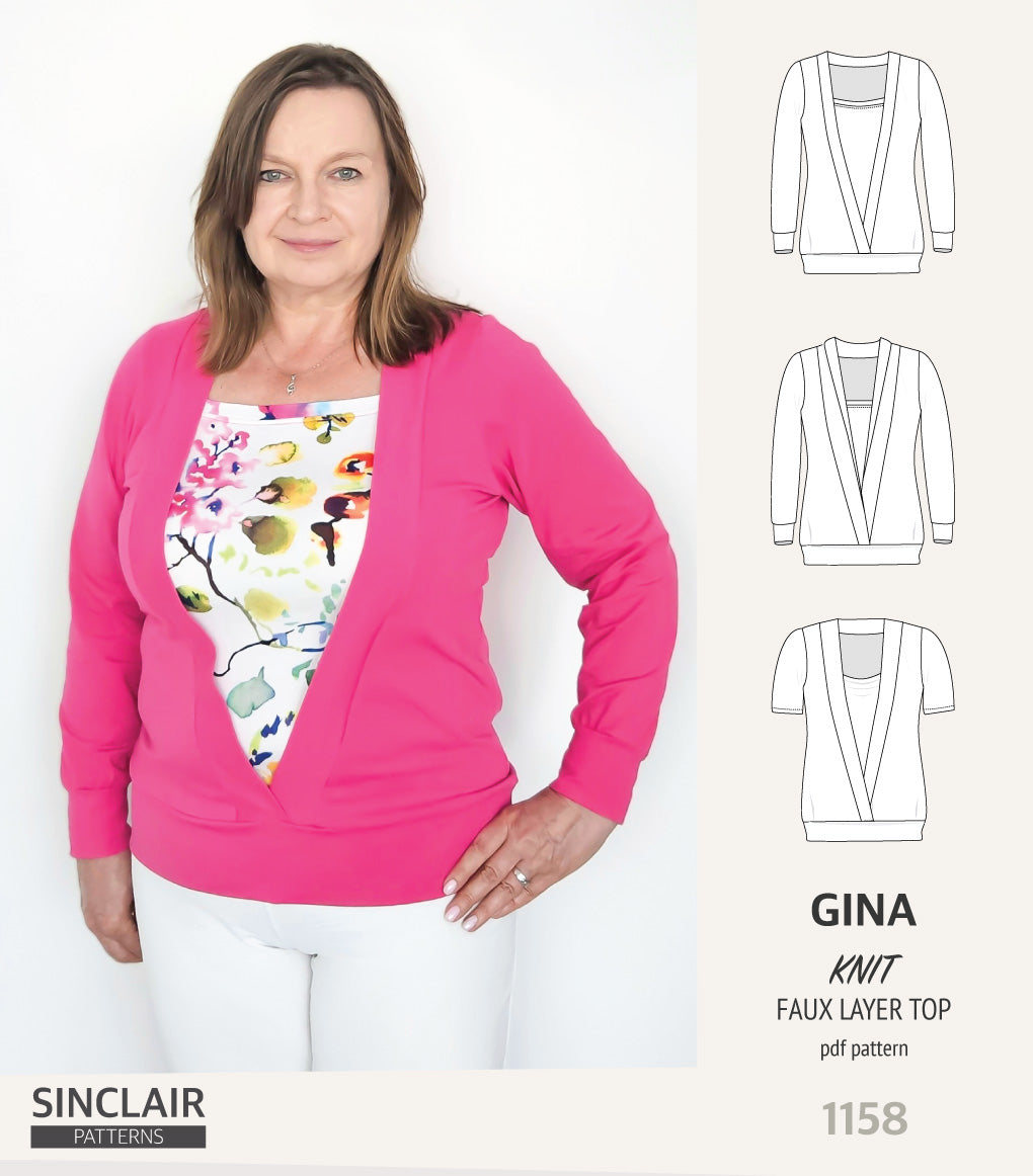 Gina crossover faux underlay knit top (PDF)
