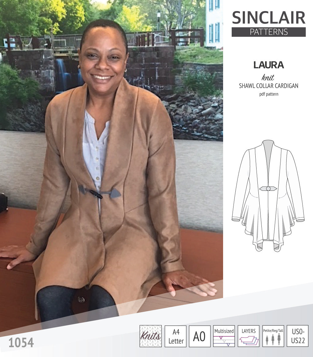 Laura relaxed fit shawl collar cardigan (PDF)