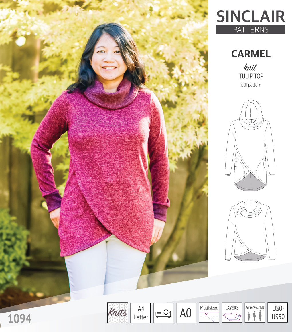 Carmel tulip style knit top with pockets (PDF)