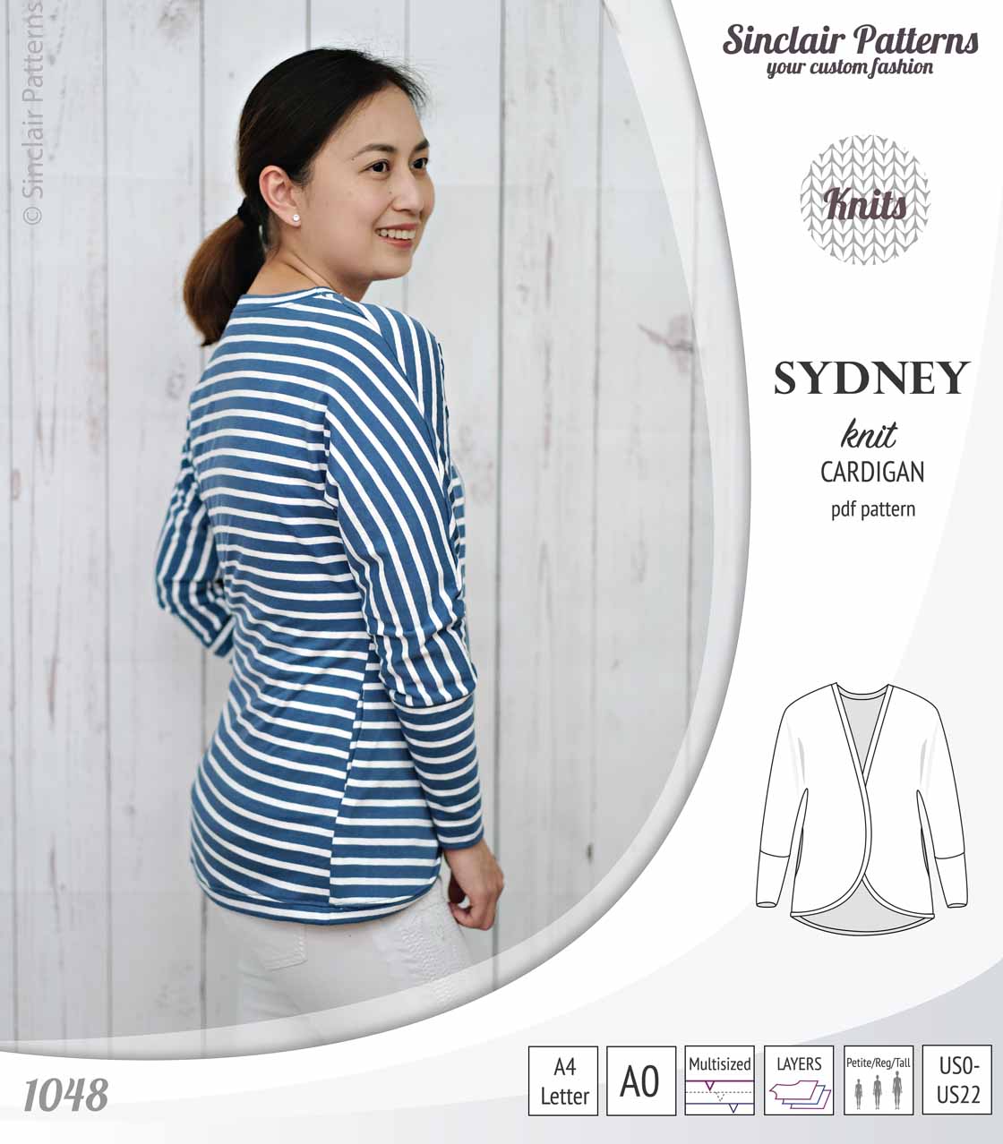 Sydney slim fit cocoon style knit cardigan(PDF)